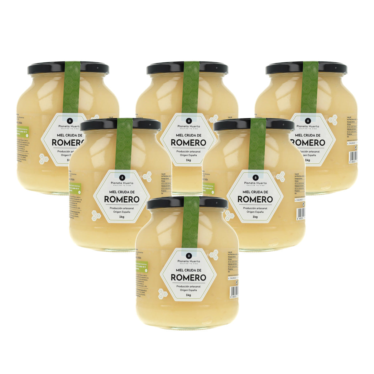 Pack 6x Miel Cruda de Romero Planeta Huerto 1 Kg