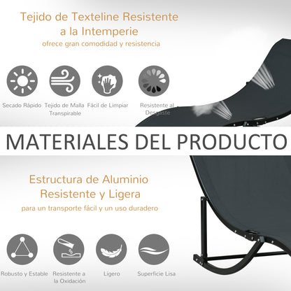Outsunny 2 Tumbonas Plegables Forma De S Aluminio Texteline Para Terraza Negro_5