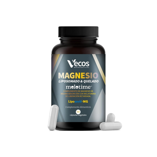 Magnesio Liposomado + Bisglicinato Vecos 90 Cápsulas | Sueño Potente Y Duradero | Melatonina De Liberación Prolongada_0