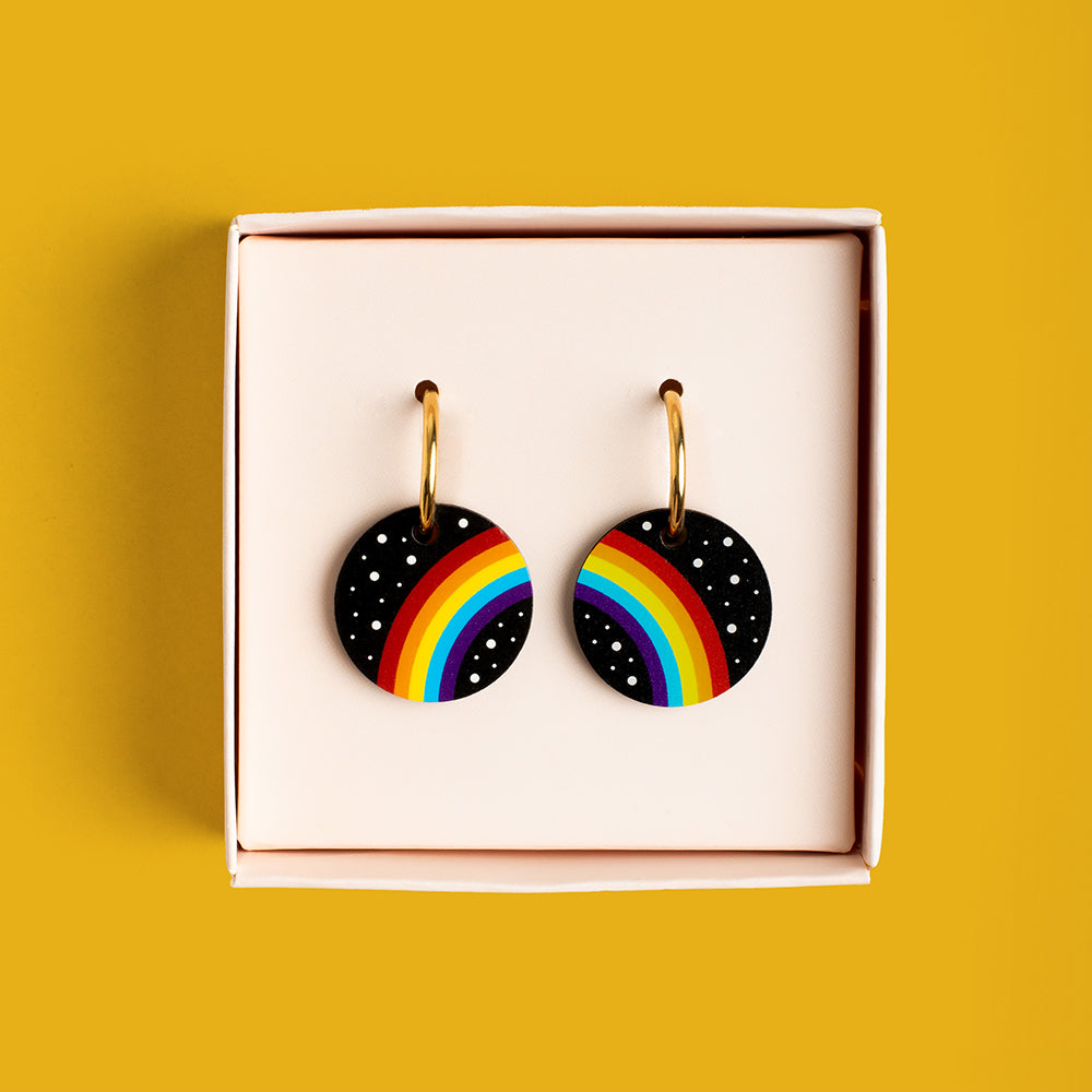 Pendientes Rainbow - Aro de Acero Quirúrgico y Bañado en Oro de 18k - Nature Vibes_1