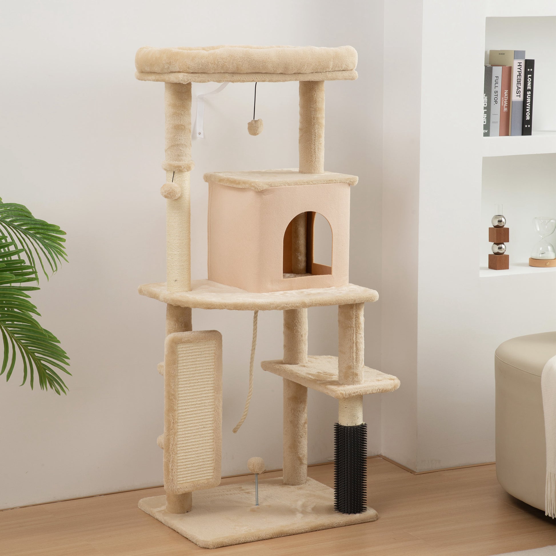 Pawhut Árbol Rascador Para Gatos Grande Altura 132 Cm Beige_1