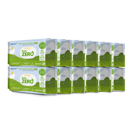 Pack 12 x Toallitas de bebé biodegradables Salustar 60 uds