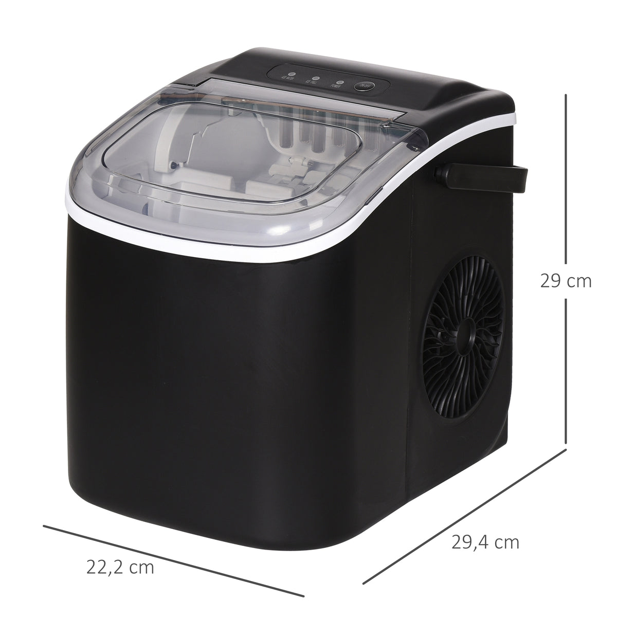 Homcom Máquina Para Hacer Hielo 12 Kg En 24 Horas 22,2x29,4x29 Cm Negro_2