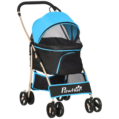 Pawhut Carrito Para Perros Plegable 3 En 1 Con Vagón Desmontable Azul_1