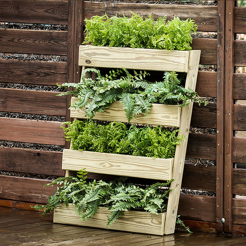 Jardinera Vertical Stand Line Floor 4B Madera Tratada Exterior Hortalia_2