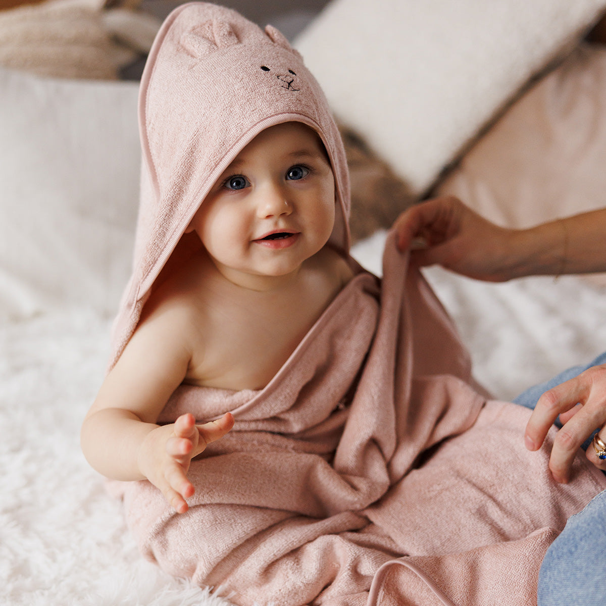 Capa De Baño Bamboo Xl Para Bebés Conejito Rose_2