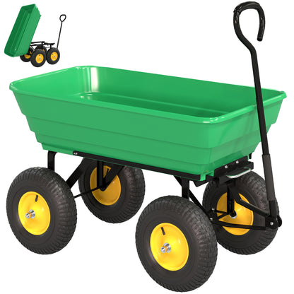 Outsunny Carro De Jardín Con Carrocería Inclinable 109x52x94 Cm Verde Oscuro_0