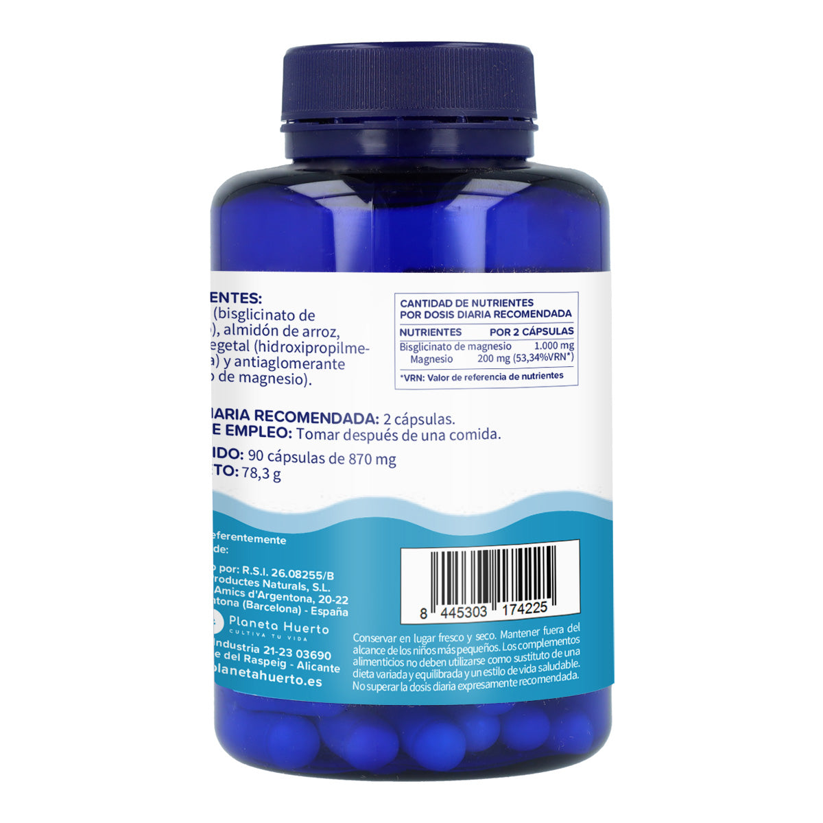 Bisglicinato de Magnesio 500 mg Planeta Huerto 90 cápsulas