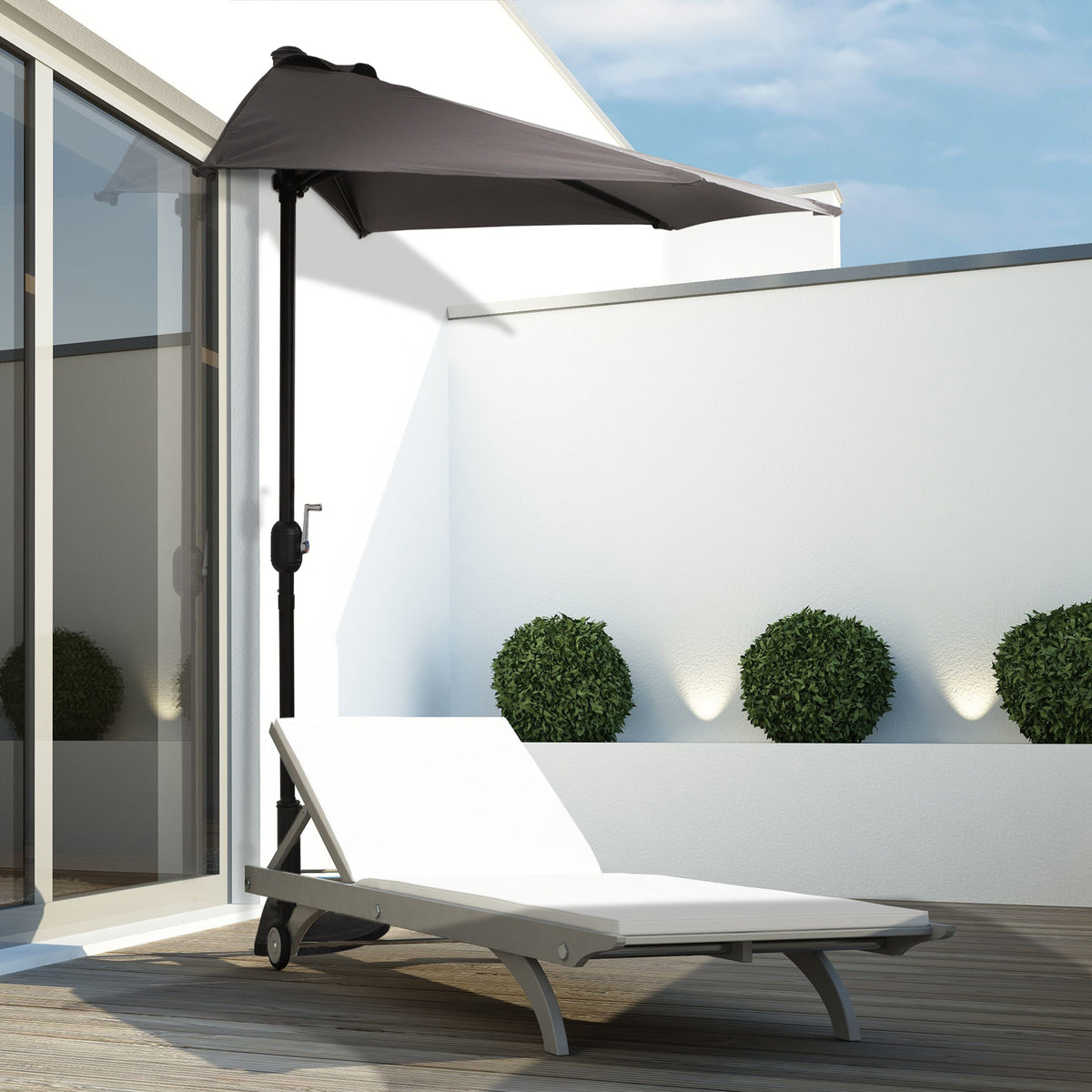Outsunny Sombrilla Parasol Jardín Con Manivela Semicircular Exterior 269x138x236_1