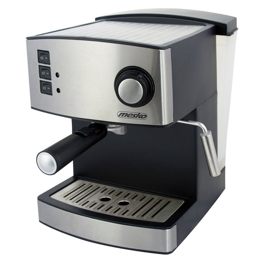 Cafetera Expresso Manual 15 Bares 1,6 L, Brazo Doble Salida, Espumador Leche, Calientatazas Mesko Ms4403 Plata_0