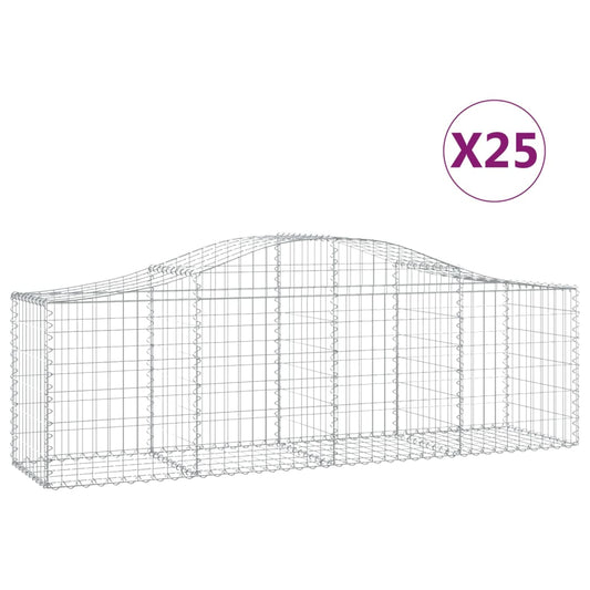 Cestas De Gaviones 25 Uds Forma De Arco Hierro 200x50x60/80 Cm_0