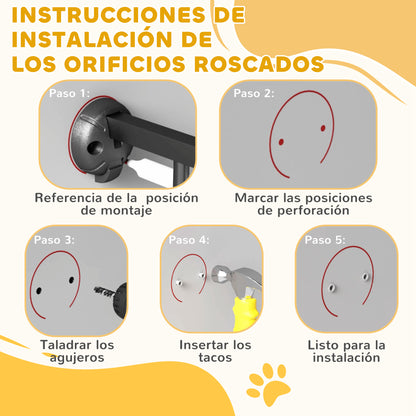 Pawhut Barrera Para Perros Plegable De Acero Con 3 Paneles 206x90cm Blanco_3