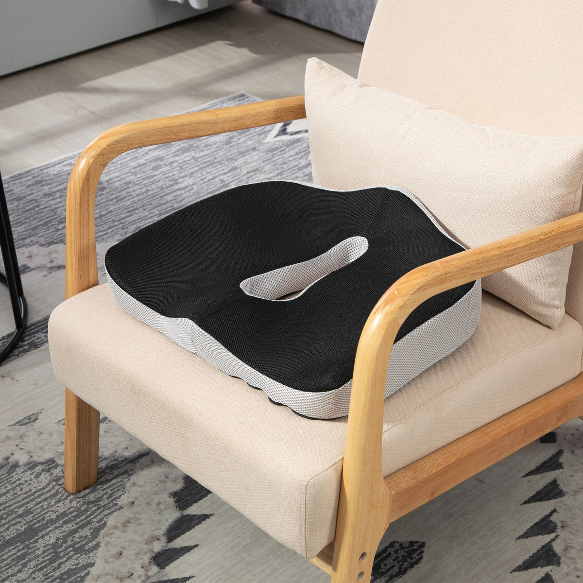 Homcom Cojín De Asiento De Espuma Viscoelástica Con Base Antideslizante Negro_1