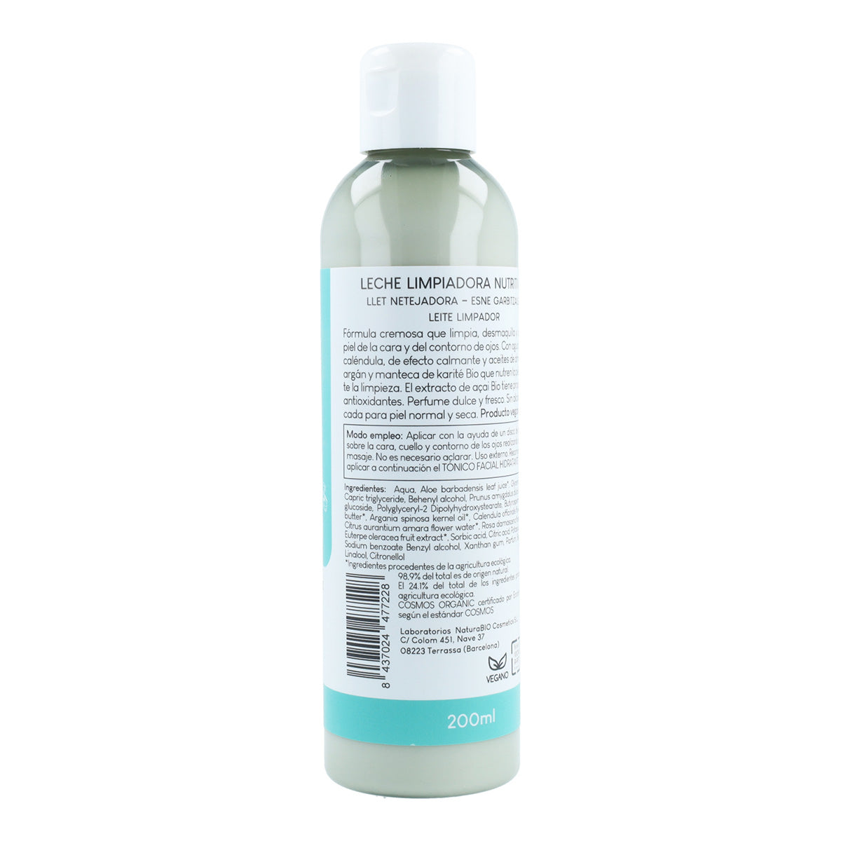 Leche limpiadora nutritiva argán y caléndula Bio 200 ml NaturaBIO