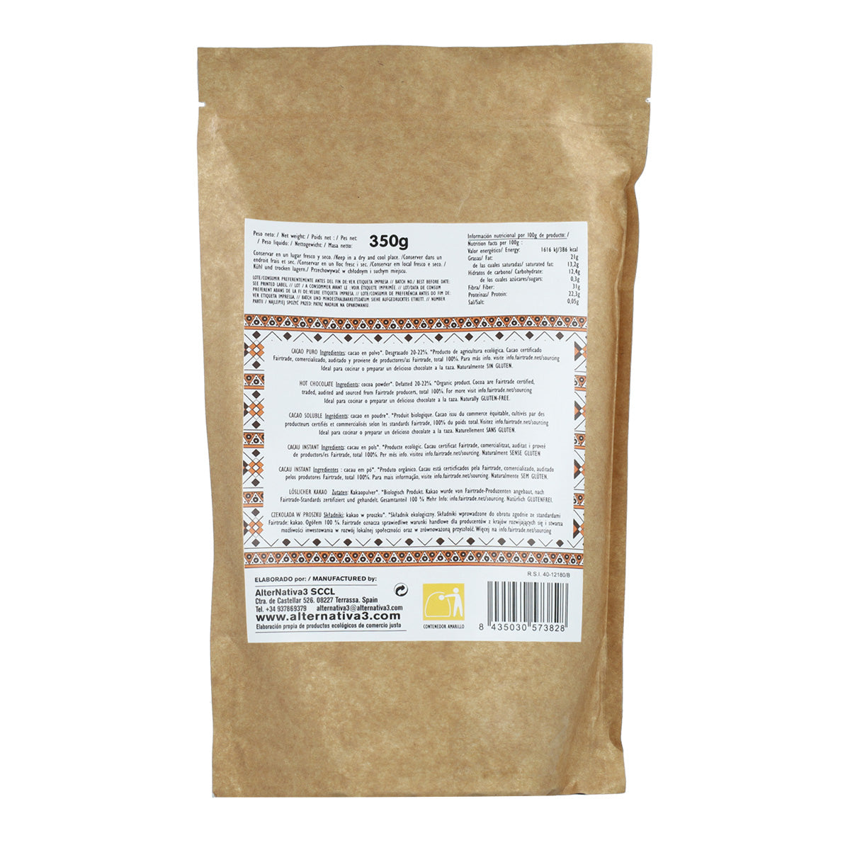 Pack 2x Cacao Puro Premium Bio Alternativa 350 g