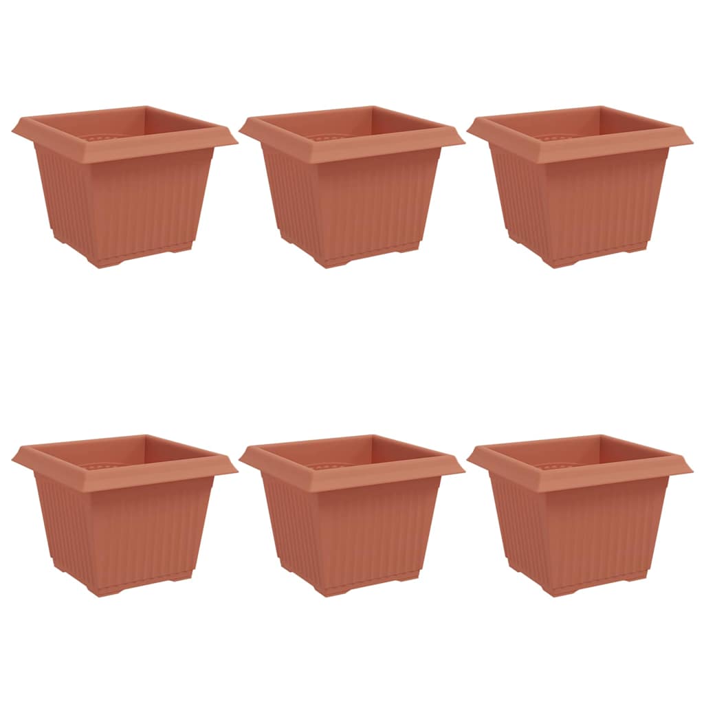 Maceta Cuadrada Para Flores 6 Pcs Rojo Ladrillo Plástico_0