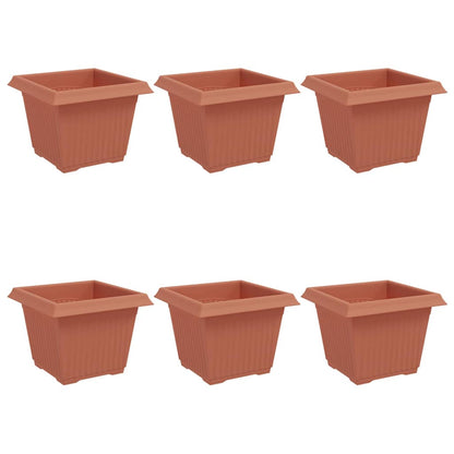 Maceta Cuadrada Para Flores 6 Pcs Rojo Ladrillo Plástico_0