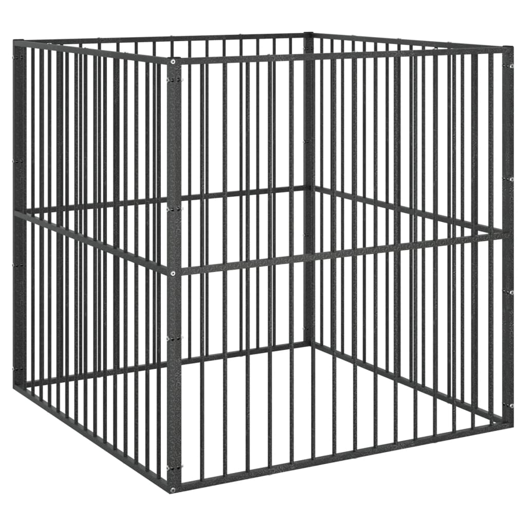 Corralito Para Perros Con 4 Paneles Acero Galvanizado Negro_5