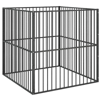 Corralito Para Perros Con 4 Paneles Acero Galvanizado Negro_5