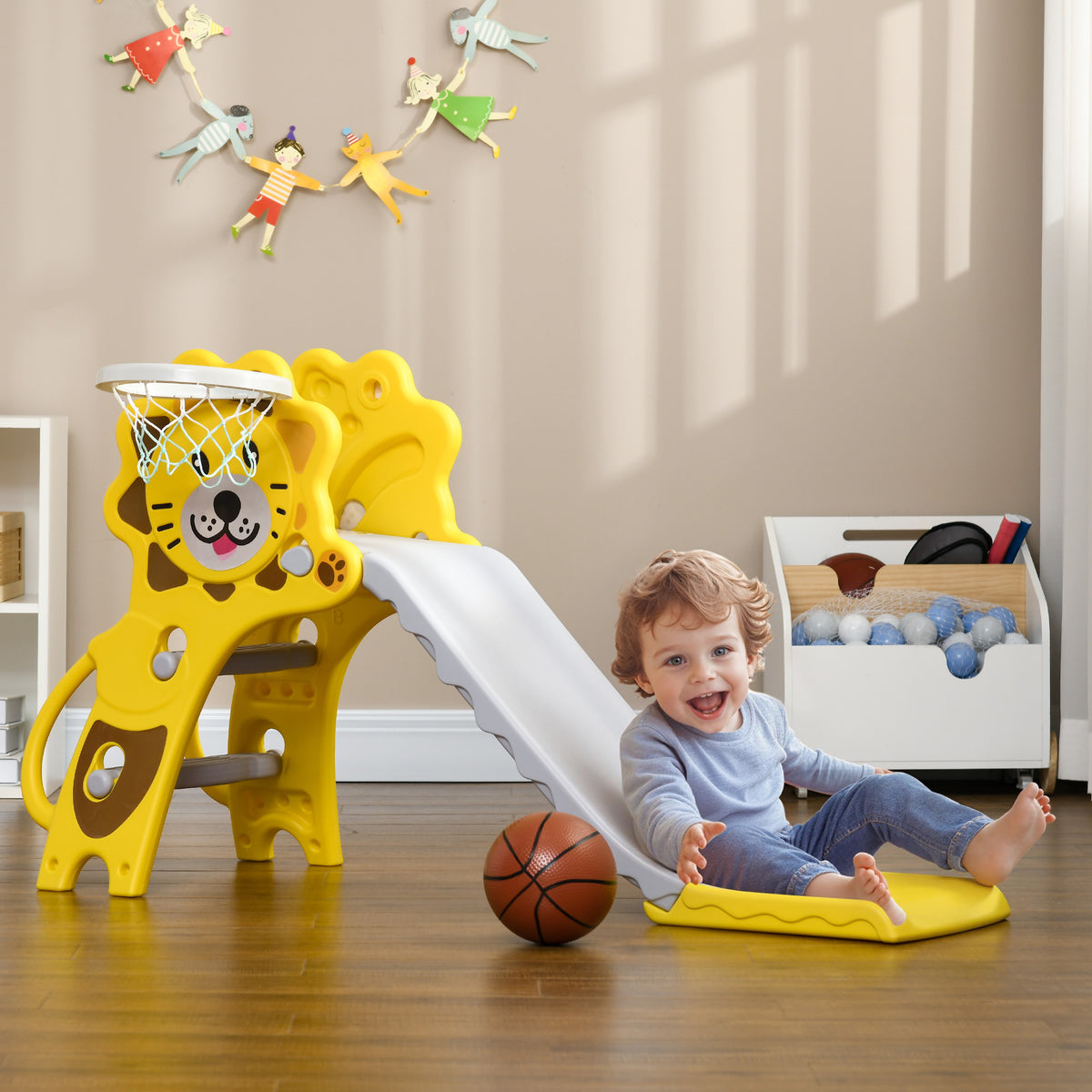 Tobogán Para Niños Aiyaplay Pe, Pp Amarillo 131x50x74 Cm_1