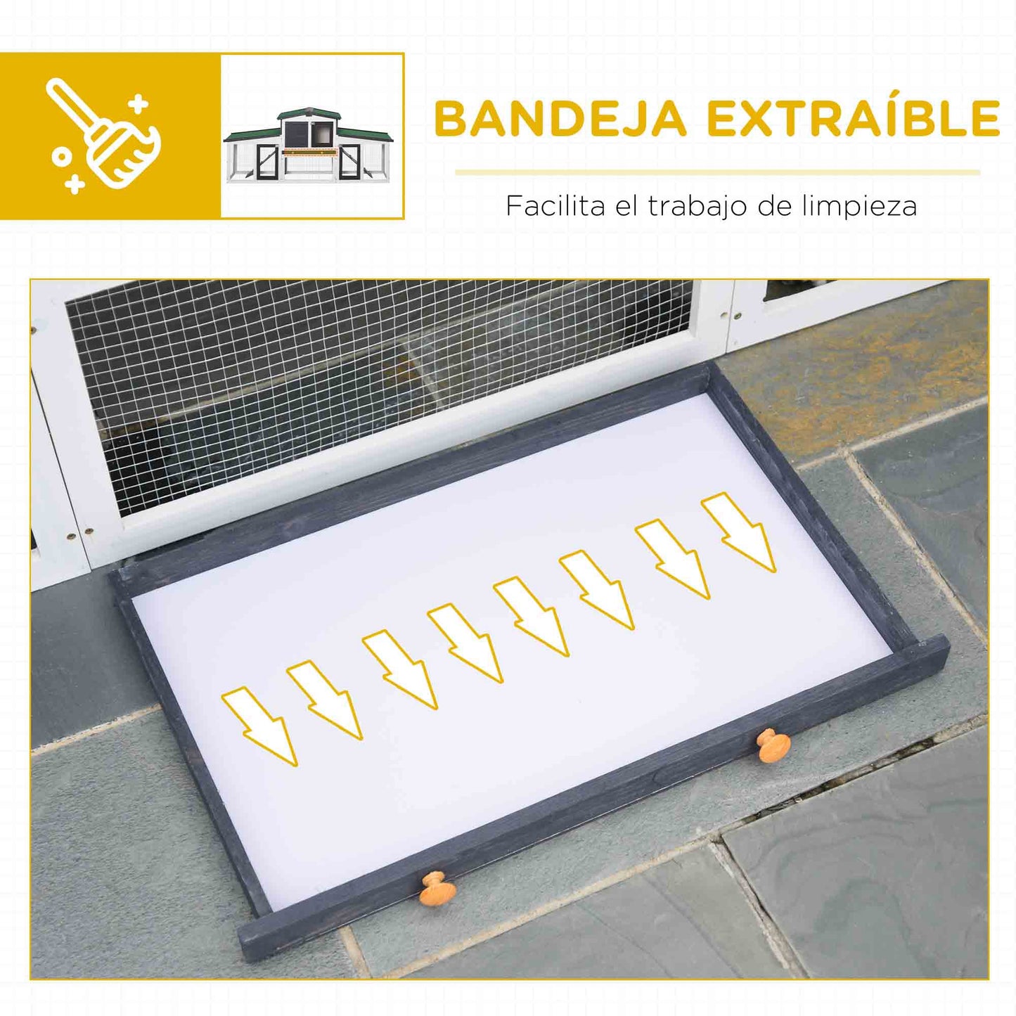 Pawhut Conejera De Madera Con Techo Abatible 197x49x86 Cm Gris_5