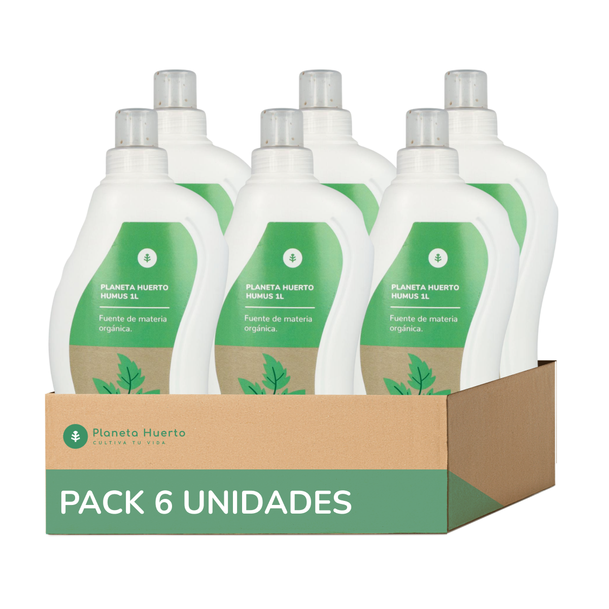 Pack 6x Abono órgano-mineral NPK enriquecido con Humus Planeta Huerto 1 Litro