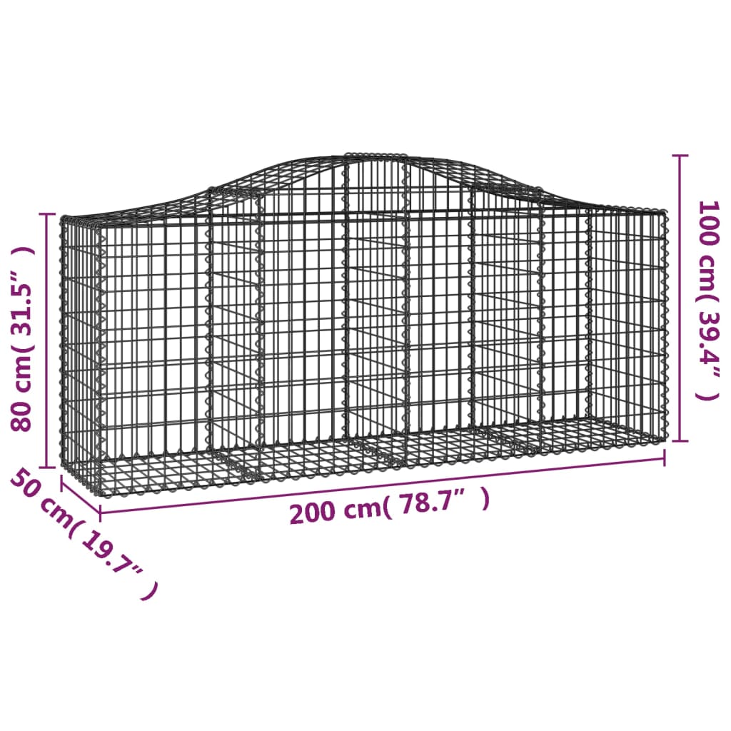 Cestas De Gaviones 4 Uds Forma De Arco Hierro 200x50x80/100 Cm_5