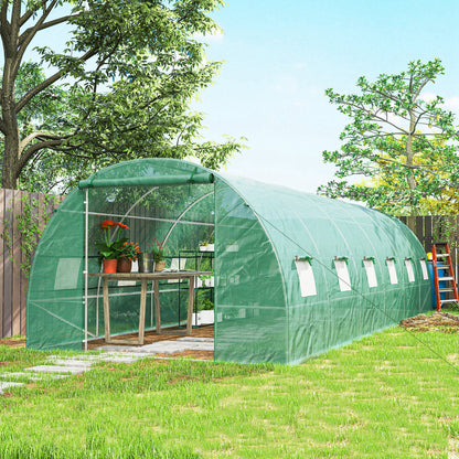 Outsunny Invernadero De Túnel 8x3x2 M Con 12 Ventanas Cubierta Pe Cultivo Verde_4