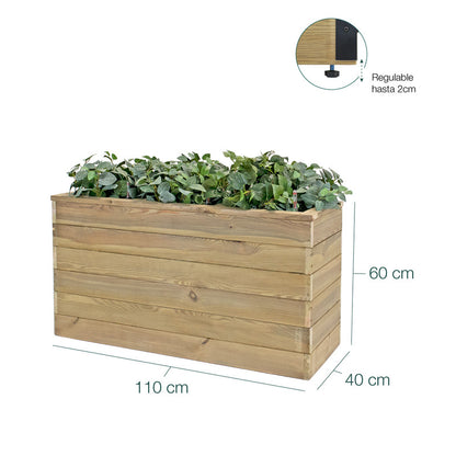 Jardinera Con Autorriego De Madera Nidum Basic Interior Y Exterior Hortalia 110x40x60 Cm_5