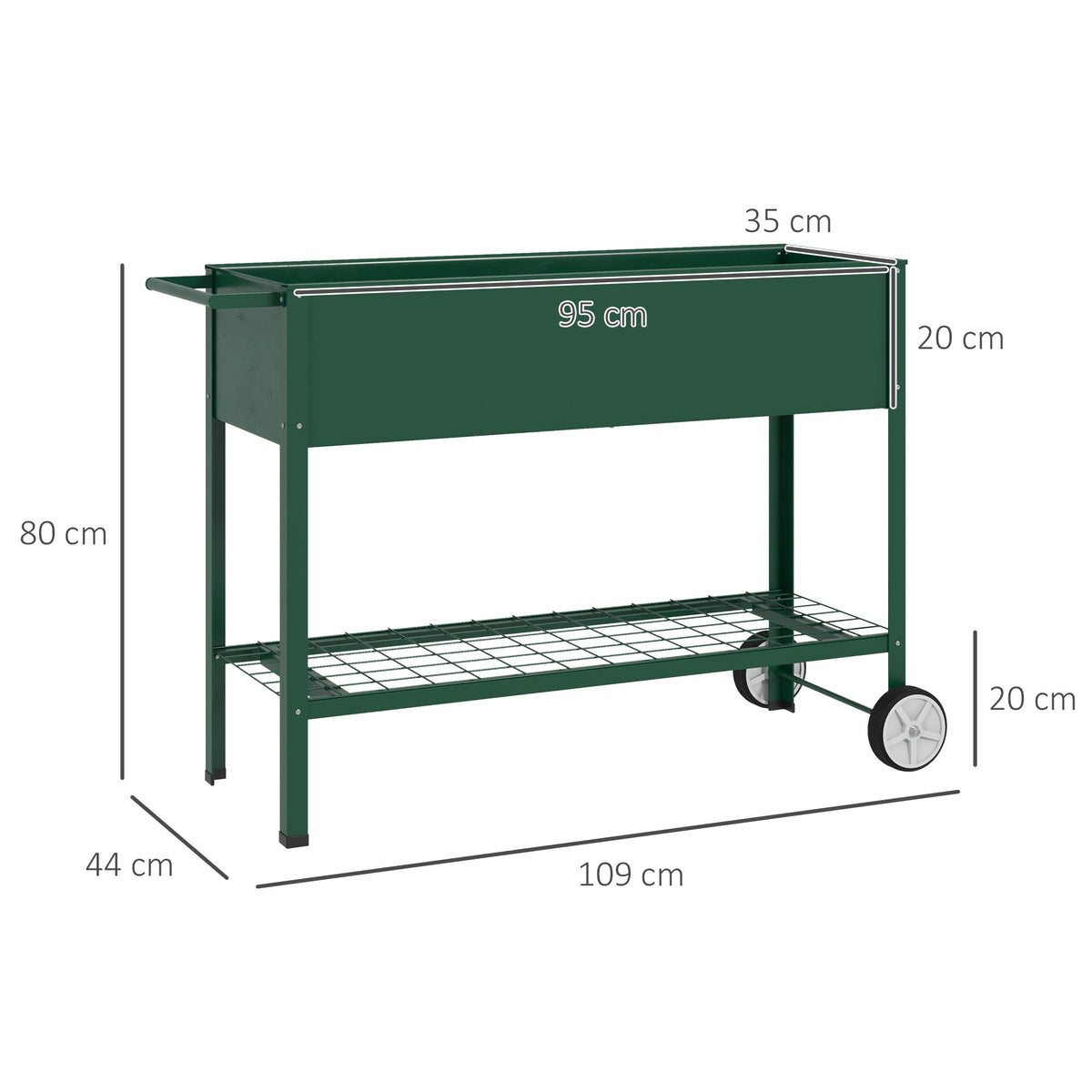 Mesa De Cultivo Outsunny Metal Verde 109x44x80 Cm_2