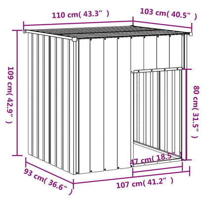 Caseta Para Perro Con Techo De Acero Galvanizado Antracita 110x103x109 Cm_4