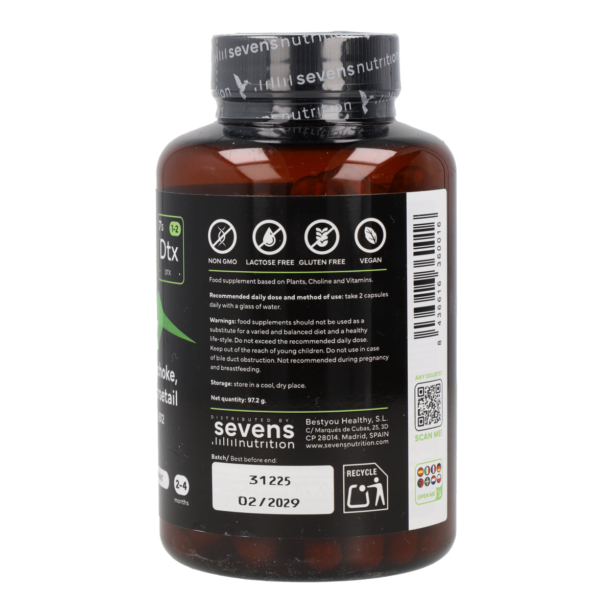 Cardo Mariano Detox Sevens Nutrition 120 cápsulas