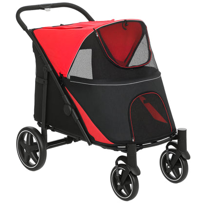 Pawhut Cochecito Para Perros Plegable Con Ventana De Malla 112x67x100 Cm Rojo_1