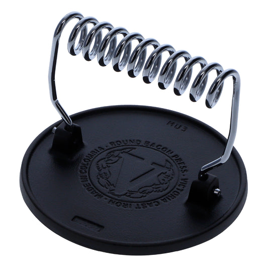 Victoria Prensa Hamburguesas Smash Burger Hierro Fundido Curado 16,5cm Aplastador Carne Para Barbacoa, 34641, Negro_0