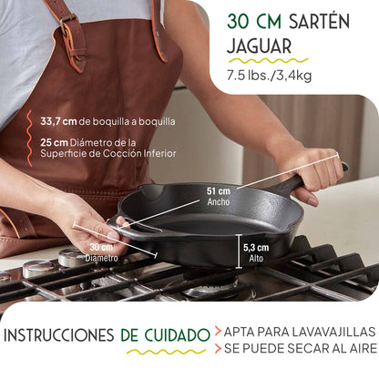 Victoria Sartén Hierro Fundido Esmaltado Amazonía Jaguar Inducción 30cm_4
