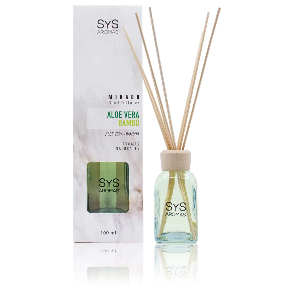 Ambientador Mikado Aloe Vera-Bambú Mármol SYS Aromas 100 ml | Aroma Fresco y Herbal | Relajante_0