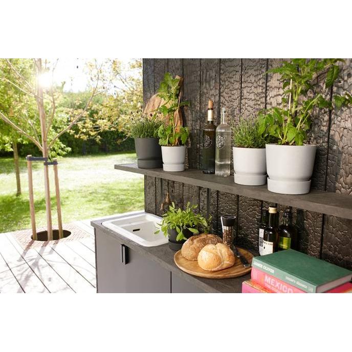 Macetero con plato integrado Greenville Elho Antracita 18 cm