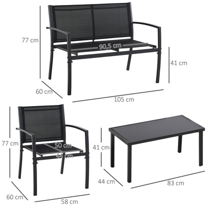 Outsunny Conjunto De Muebles De Jardín 4 Piezas Muebles Jardín Exterior Negro_2
