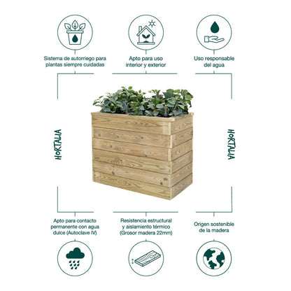 Jardinera Con Autorriego De Madera Nidum Basic Interior Y Exterior Hortalia 75x40x60 Cm_4