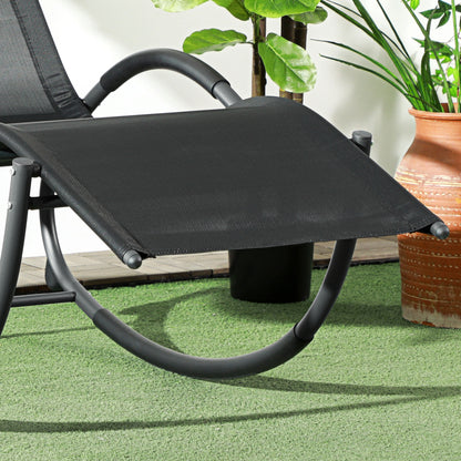 Outsunny Mecedora De Exterior Con Reposacabezas Reposabrazos 155x61x88 Cm Negro_3