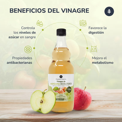 Pack 3x Vinagre de manzana ECO crudo sin filtrar con la madre Planeta Huerto 1L