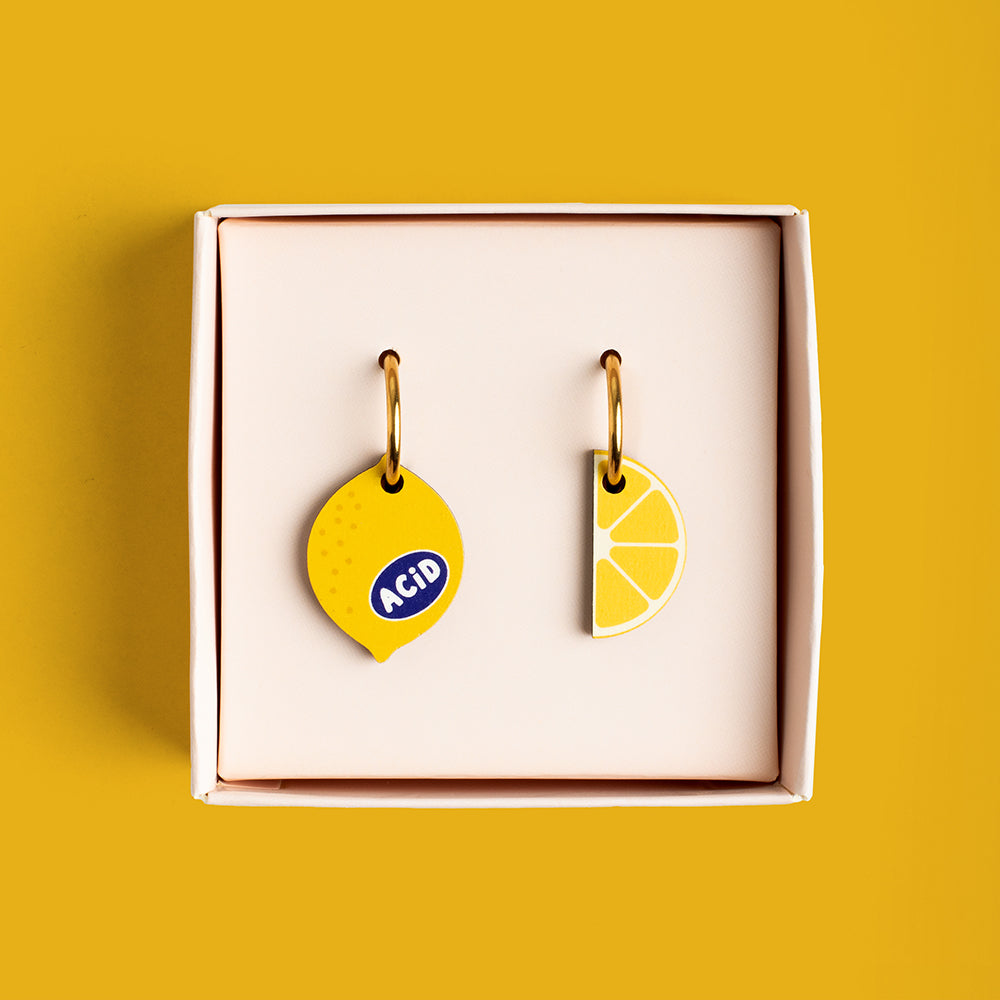 Pendientes Limón - Aro de Acero Quirúrgico y Bañado en Oro de 18k - Nature Vibes_1