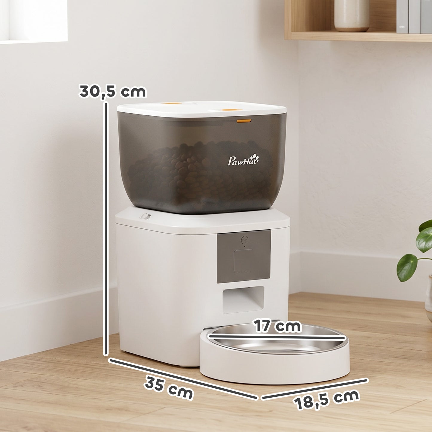 Pawhut Comedero Automático 4l Wifi 2.4g Control App Cuenco 1-10 Comidas Al Día_2