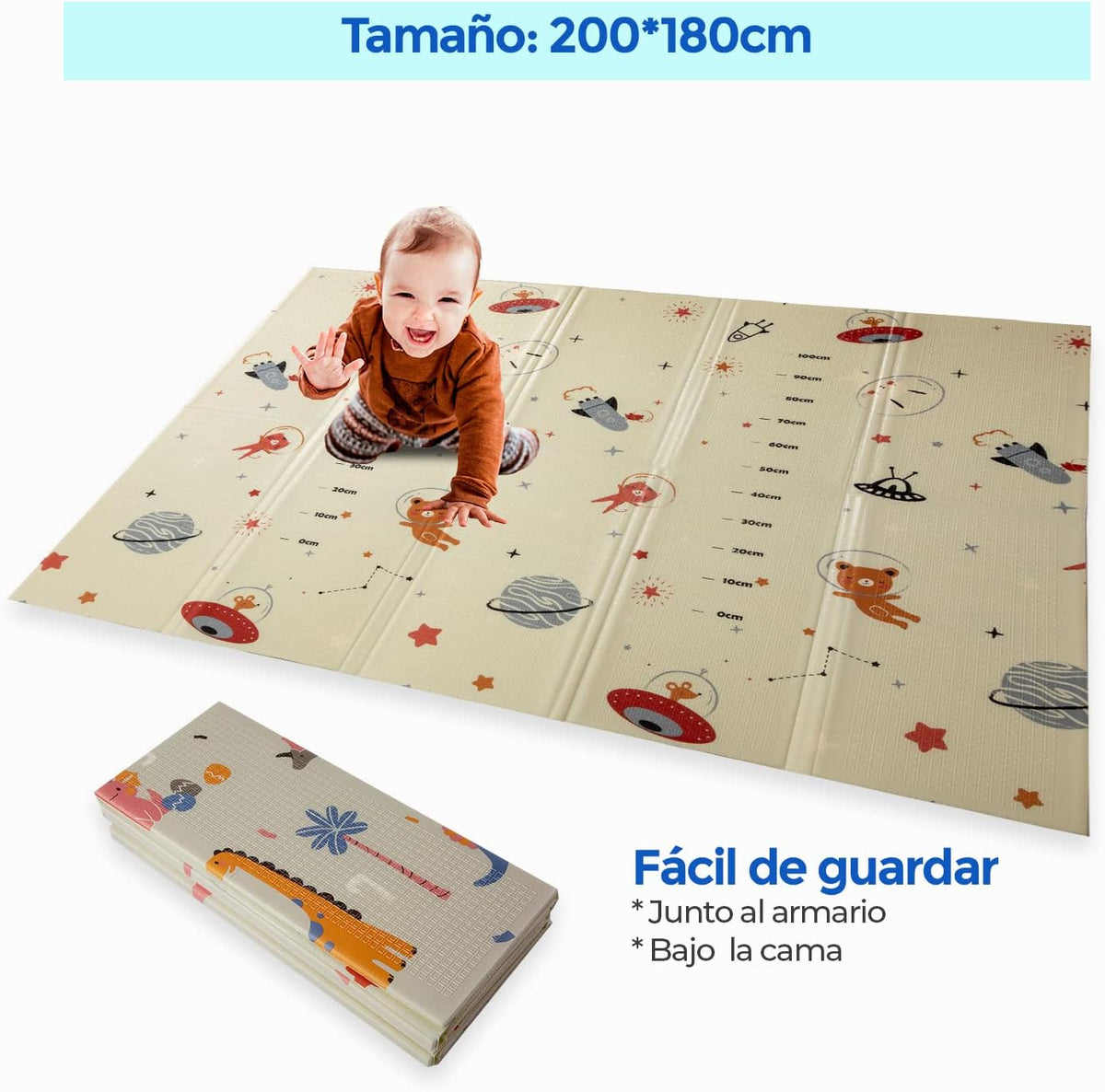 Alfombra Bebe, 1.5cm Grosor, Diseño Infantil, 200 X 180 Cm, Acolchada De Xpe, Reversible_3