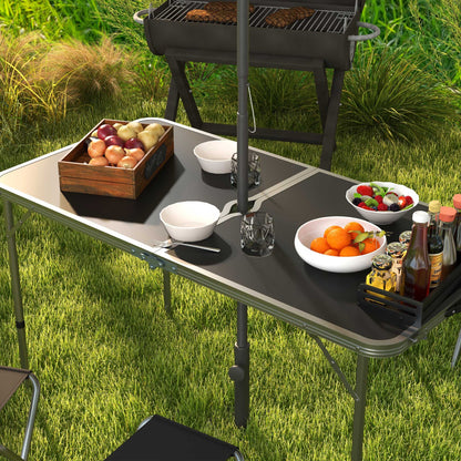 Mesa Camping Plegable Outsunny Mdf, Aleación De Aluminio Negro 120x60x77 Cm_3