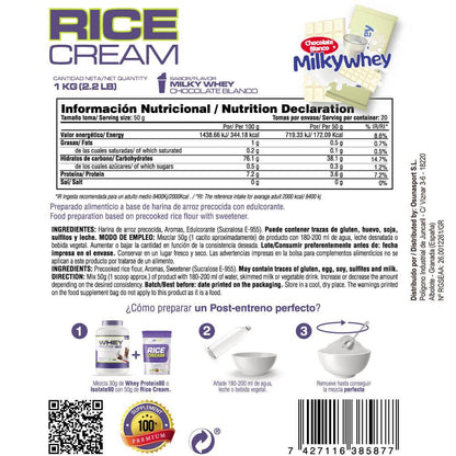 Rice Cream (crema De Arroz Pregelatinizada) - 1kg - Chocolate Blanco Con Leche Milkywhey - Fuente De Carb - Masmusculo_5