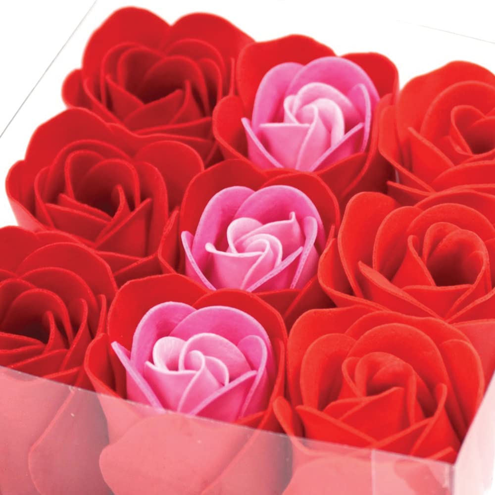 Pack 10 Cajas 9 Rosas De Jabón (rojo) - Flores Con Pétalos De Jabón Perfumados - Regalo Original Para Días Especiales_1
