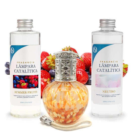 Pack Ahorro Lámpara Catalítica Drops Orange + Fragancia Summer Fruits 500ml + Limpiador Neutro 200ml + Mecha Repuesto_0