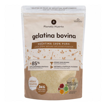 Gelatina Bovina neutra en polvo fuente de colágeno Planeta Huerto 1 Kg