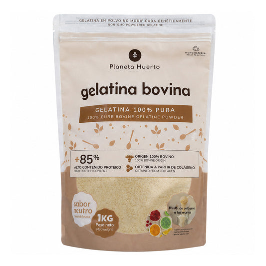 Gelatina Bovina neutra en polvo fuente de colágeno Planeta Huerto 1 Kg